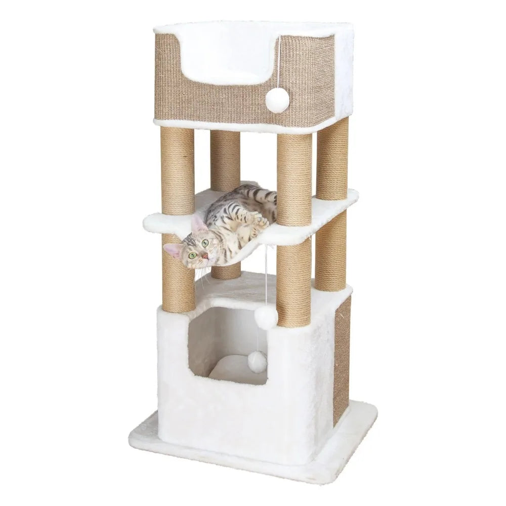 Toys for Cats Jute & Plush 3-Level Cat Tree Scratching Posts and Condo Cats Pet Products Accessories Beds Supplies Home Garden