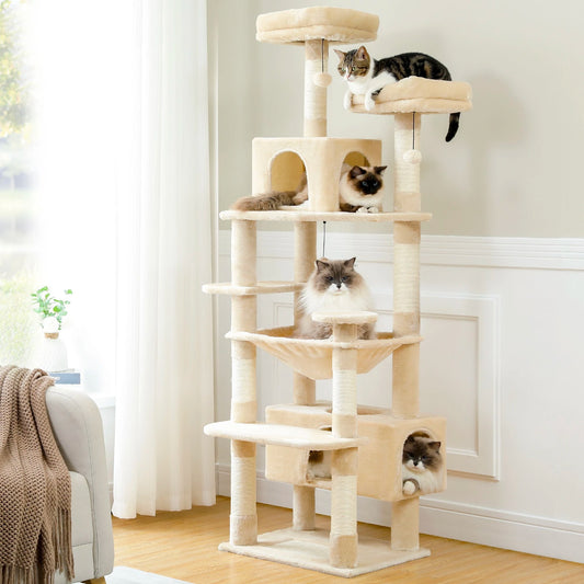 Free Shipping Multi-Level Cat Tree Luxury Cat Tower with Condo Hammock Cat Scrapers with Scratching Post Cat Accessories Cat Toy