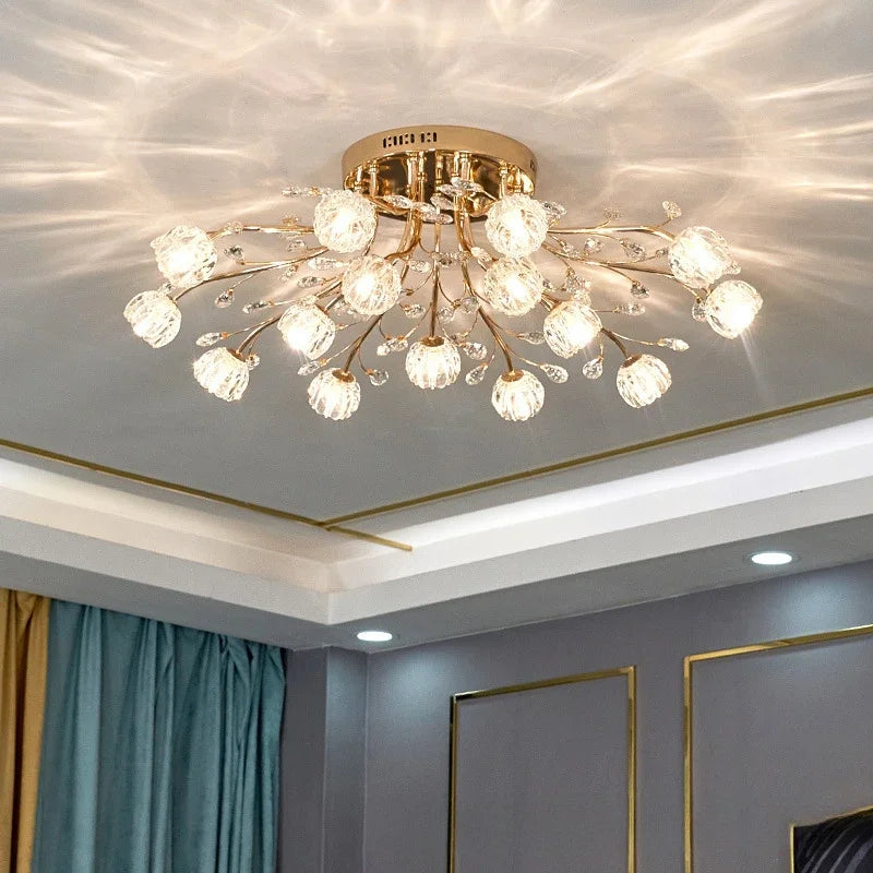 Modern LED Flower Ceiling Chandeliers Crystal Flowers Pendant Lamp Living Dining Room Home Decor Hanging Light Luster Fixtures