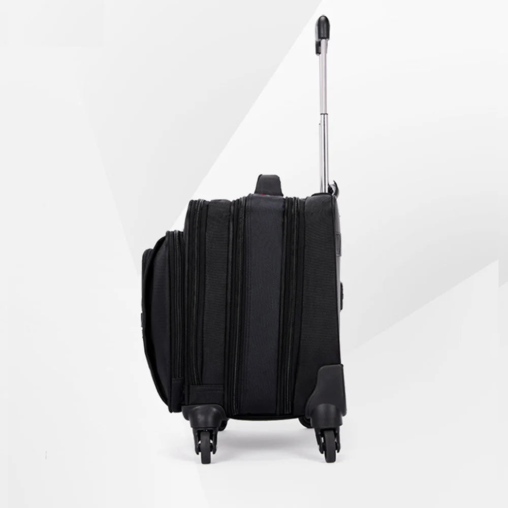 Black Oxford Cloth Waterproof Suitcases Luggage For Women/Men 18" Large Size With Spinner Aluminum Alloy Telescopic Rod