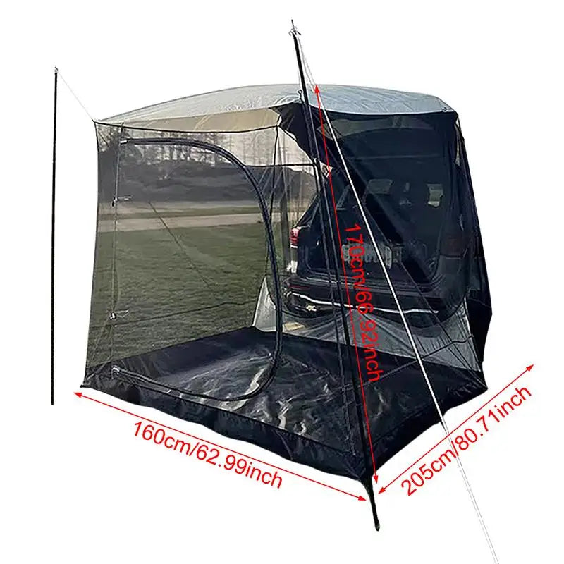 5-6 Person Car Truck Tent For Camping SUV MPV Car Rear Tent Waterproof Auto Tail Tent Awning Beach Sunshade For Self-driving