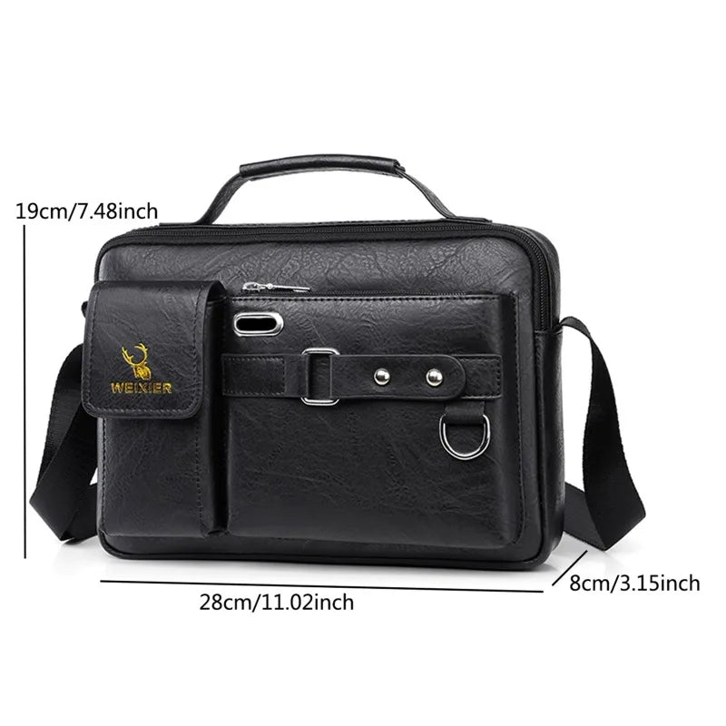 Men Vintage Shoulder Bag Pu Leather Business Messenger Bag For Man Fashion Small Male Crossbody Bags Handbags 2024 New