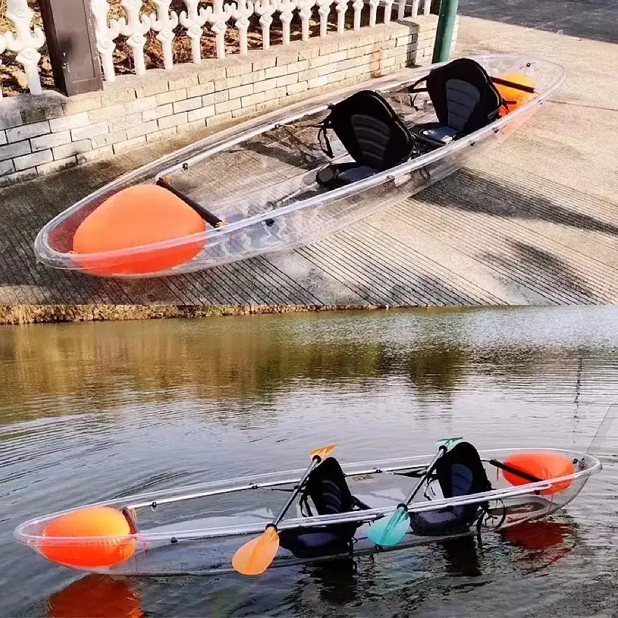 2023 Popular PC transparent boat canoe double kayak multi-person water canoe transparent boat clear kayak 2 person