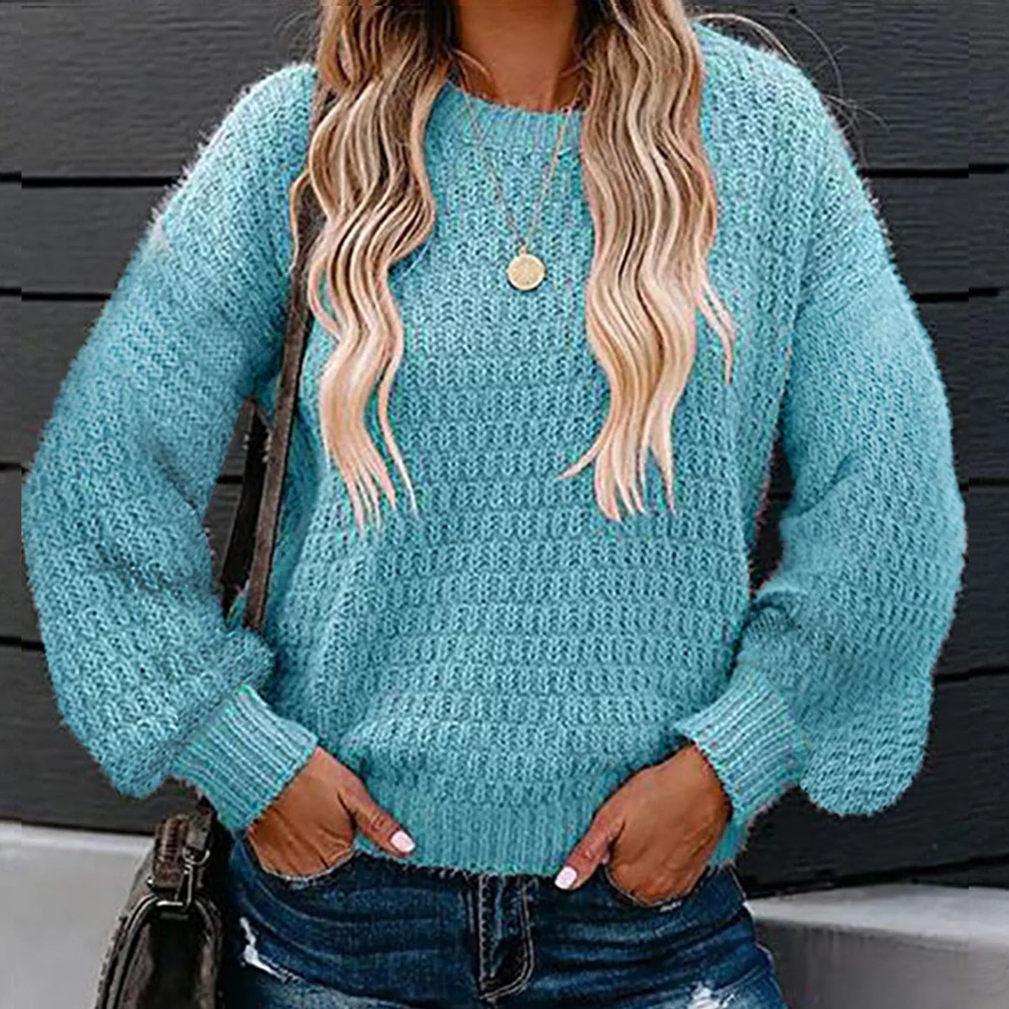 2023 Autumn Winter Women’s Sweater Fashion Casual Oversized Jumper Female Solid Color O-Neck Pullover Sweaters Loose Knitwear