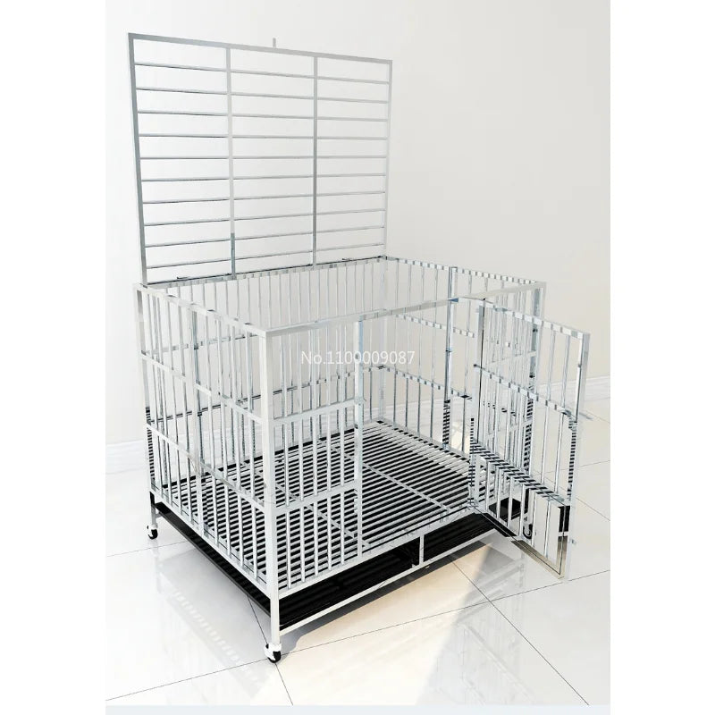 Stainless Steel Dog Cage for Small and Medium Dog Square Kennel with Toilet Indoor Pet Cage Cage with Fence Dog House Indoor