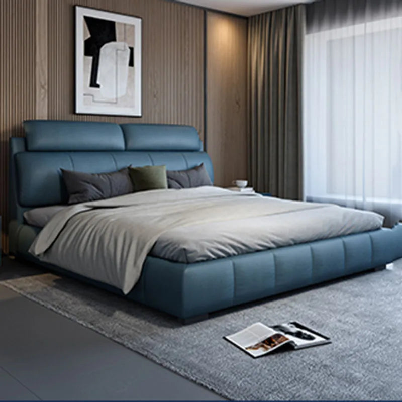 Master European Modern Double Bed Luxury Villa Leather Bedframe Human Double Bed King Sleeping Cama Matrimonial Nordic Furniture