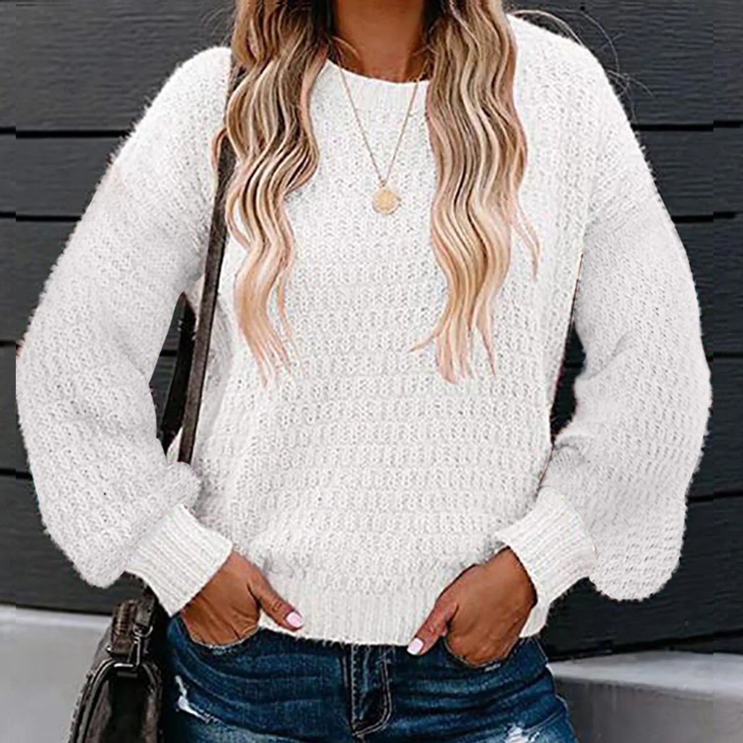 2023 Autumn Winter Women’s Sweater Fashion Casual Oversized Jumper Female Solid Color O-Neck Pullover Sweaters Loose Knitwear