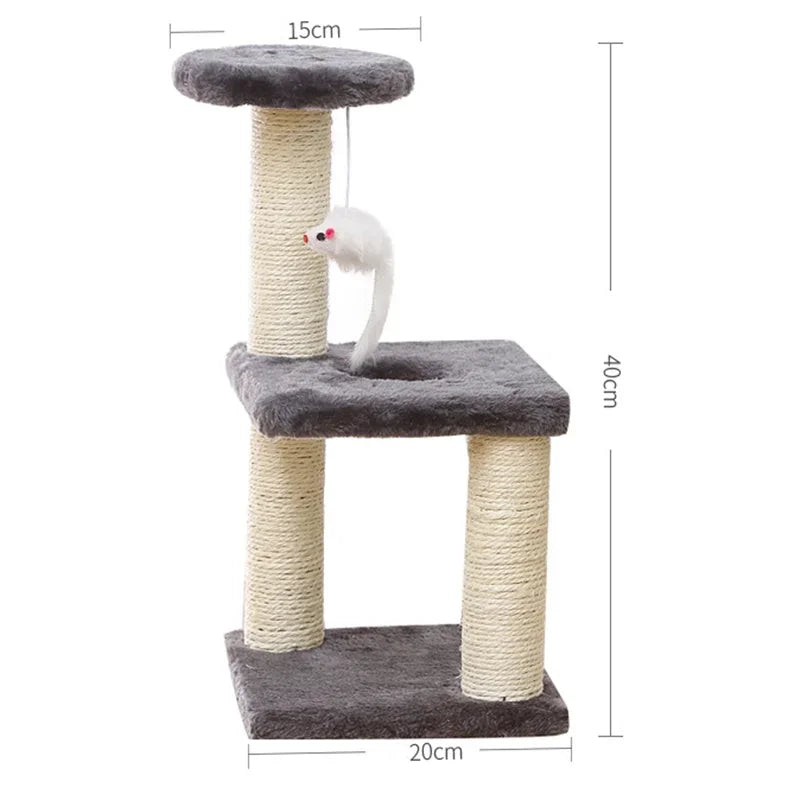 Cat Scratcher Climbing Frame Scratching Post Resistant Sisal Cat Tree with Toys Fish Kitten Playground Pet Furniture Supplies