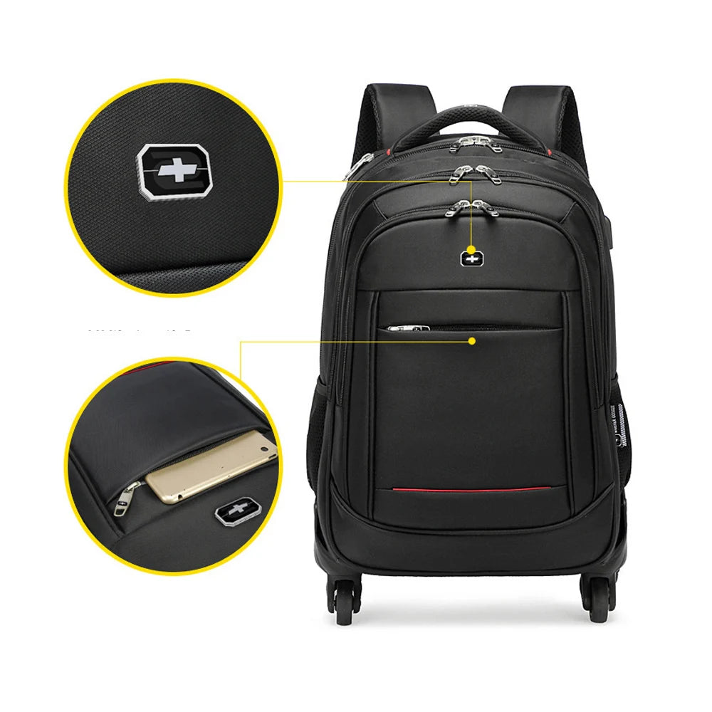 18 Inches Oxford Cloth Men/Women Suitcase Trolley Travel Case With Spinner Multi Compartment Boarding Bag 50 Liter Capacity