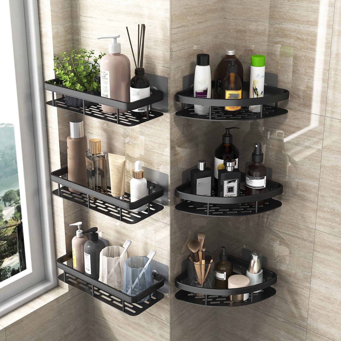 Bathroom Shelf Rack Kitchen Shelf Spice Rack Floating Shelves for Wall Storage Shower Room Rack Shelves Makeup Storage Organizer