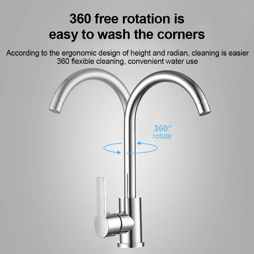 Kitchen Faucet Stainless Steel Water Tap Cold And Hot  Free Rotation Deck Mounted Single Lever Bathroom Kitchen Sink Faucet