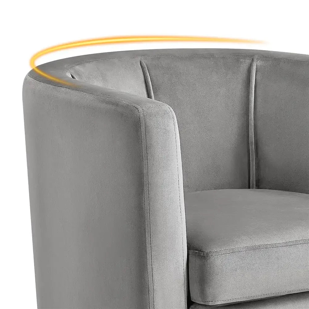 Contemporary Barrel Accent Arm Chair, Gray Velvet lounge chair  sofa set living room furniture