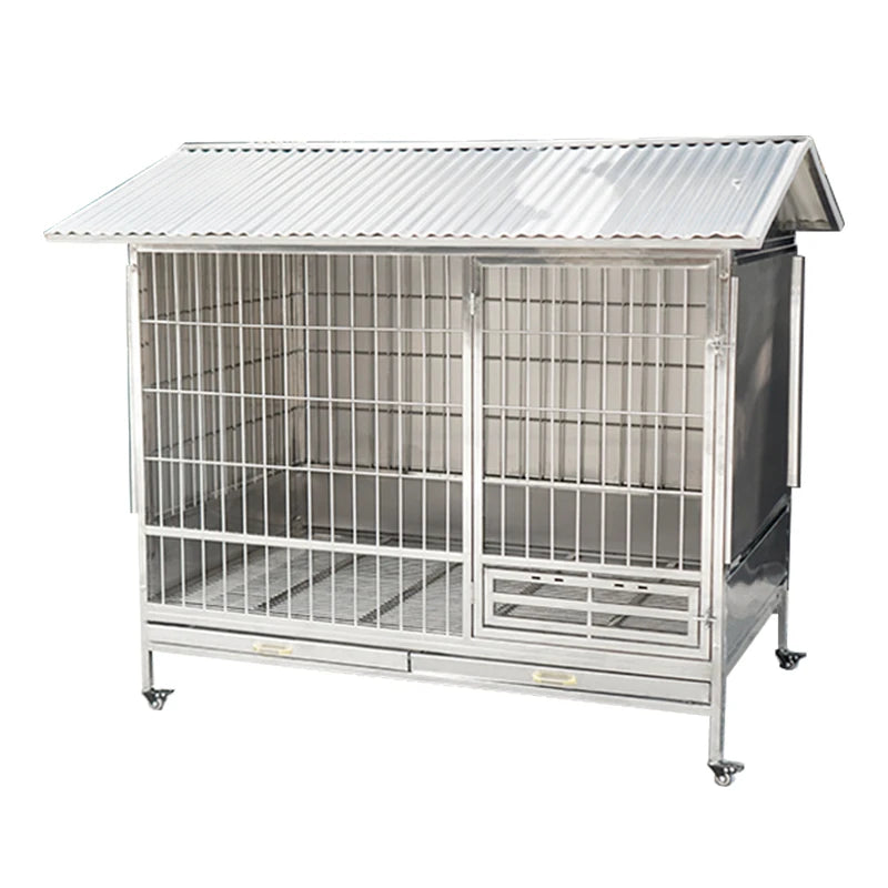 Heavy Duty Stainless Steel Dog Cages Outdoor With Waterproof Cover And Wheels Cat Cage Outdoor Dog Kennel Cat House