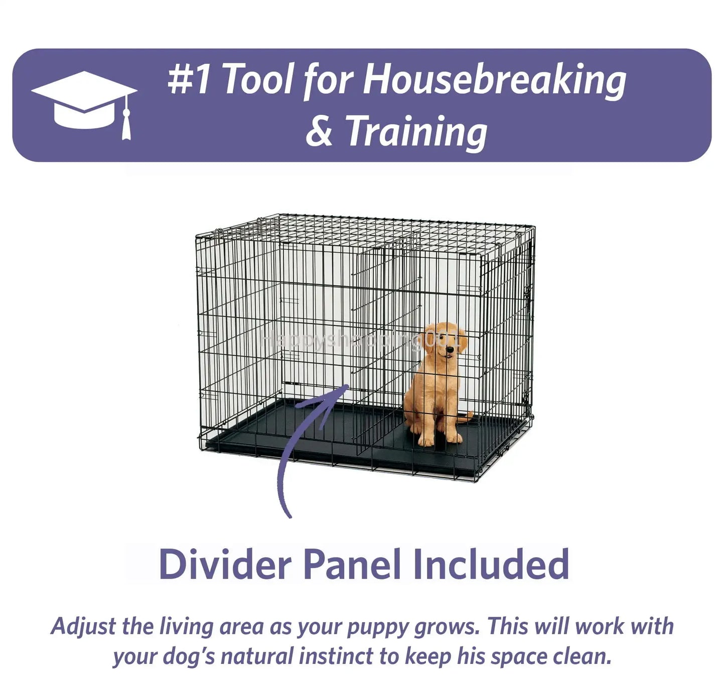 Newly Enhanced Single Door Dog Crate, Includes Leak-Proof Pan, Floor Protecting Feet, Divider Panel & New Patented, 42 Inch