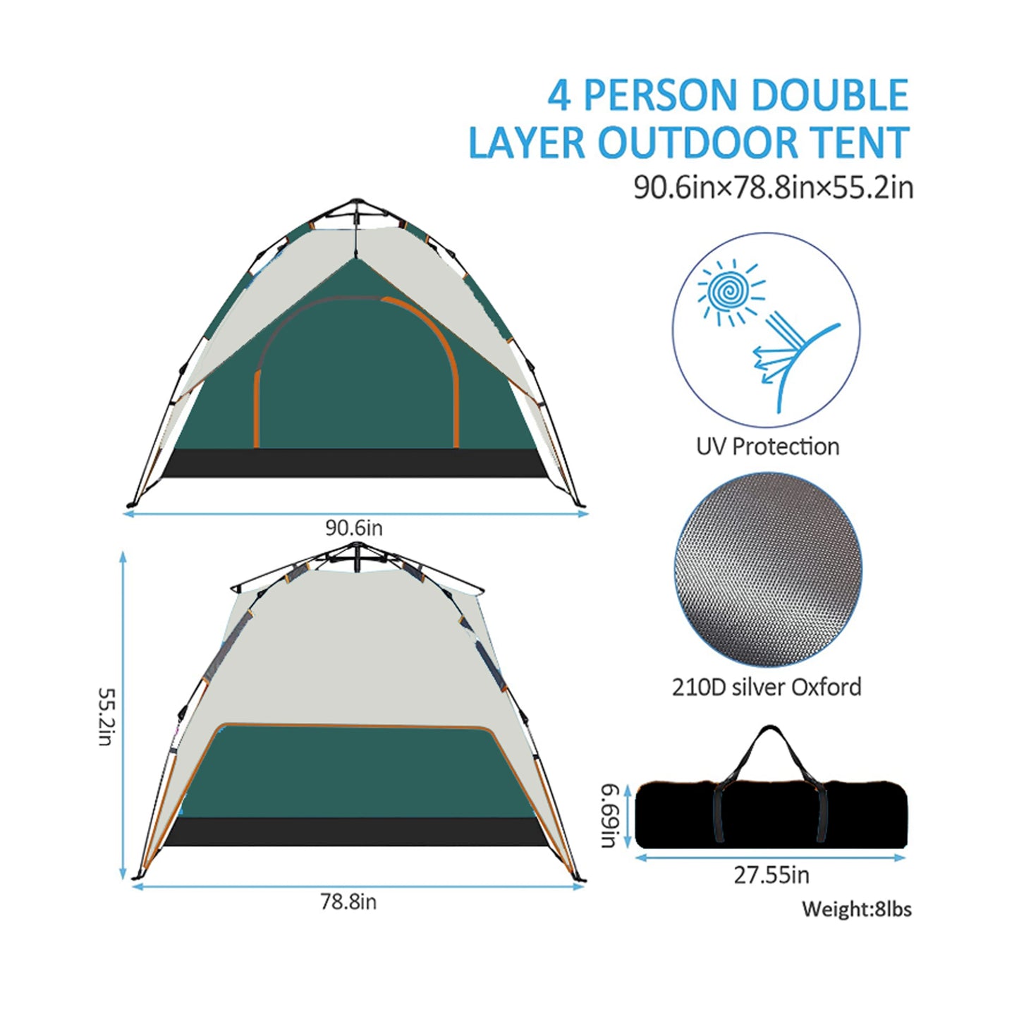 Camping Dome Tent Suitable for 2/3/4/5 People, Waterproof, Spacious, Portable Backpack Tent, Suitable for Outdoor Camping/Hiking