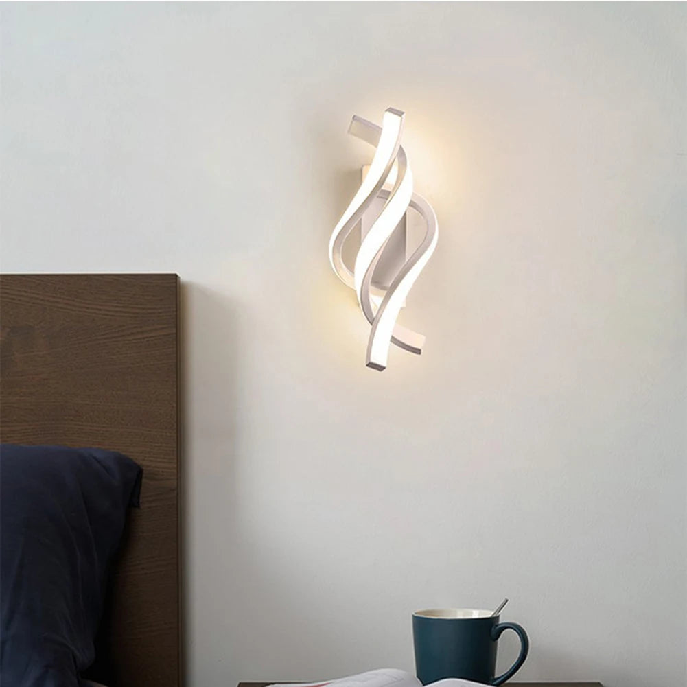 Indoor Wall Light 18W Bedroom Night Light Curved Design Living Room Background Light 3000K 1280LM Minimalist for Home Study Room