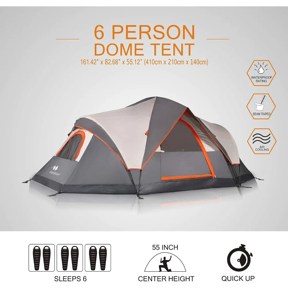 3/6-Person Tent Rainfly, Double Layer, Large Mesh Windows & Mesh Roof,Dome Camping Tent-13.5' x 7' Freight free