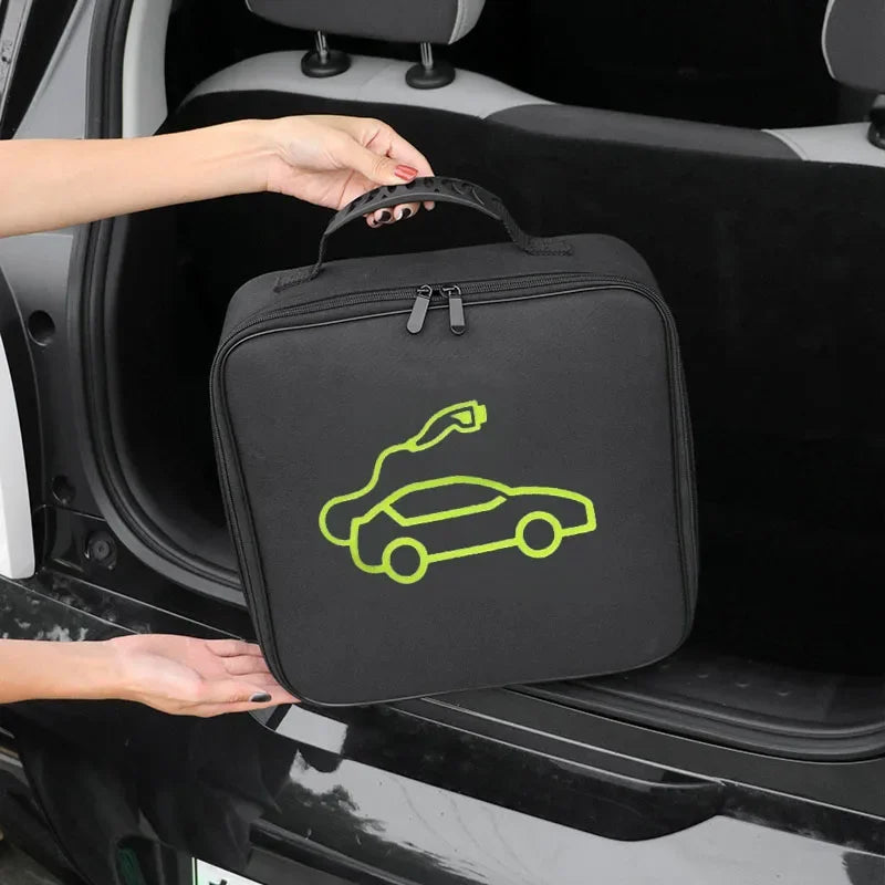 EV cable storage bag, jumper cable bag, storage and organizer for cables, wires and hoses, portable EV charger cable storage bag