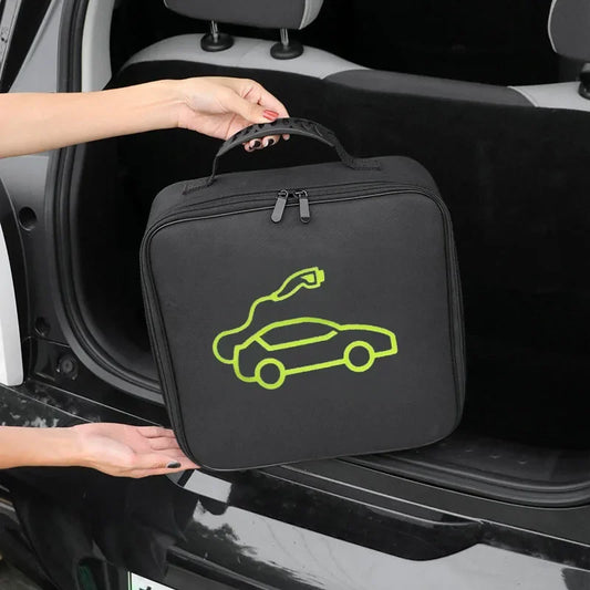 EV cable storage bag, jumper cable bag, storage and organizer for cables, wires and hoses, portable EV charger cable storage bag