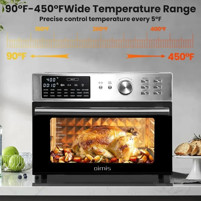 HAOYUNMA Air Fryer Toaster Oven, 32QT Stainless Steel Toaster Oven 21-in-1 Extra Large Countertop Convection Rotisserie Oven