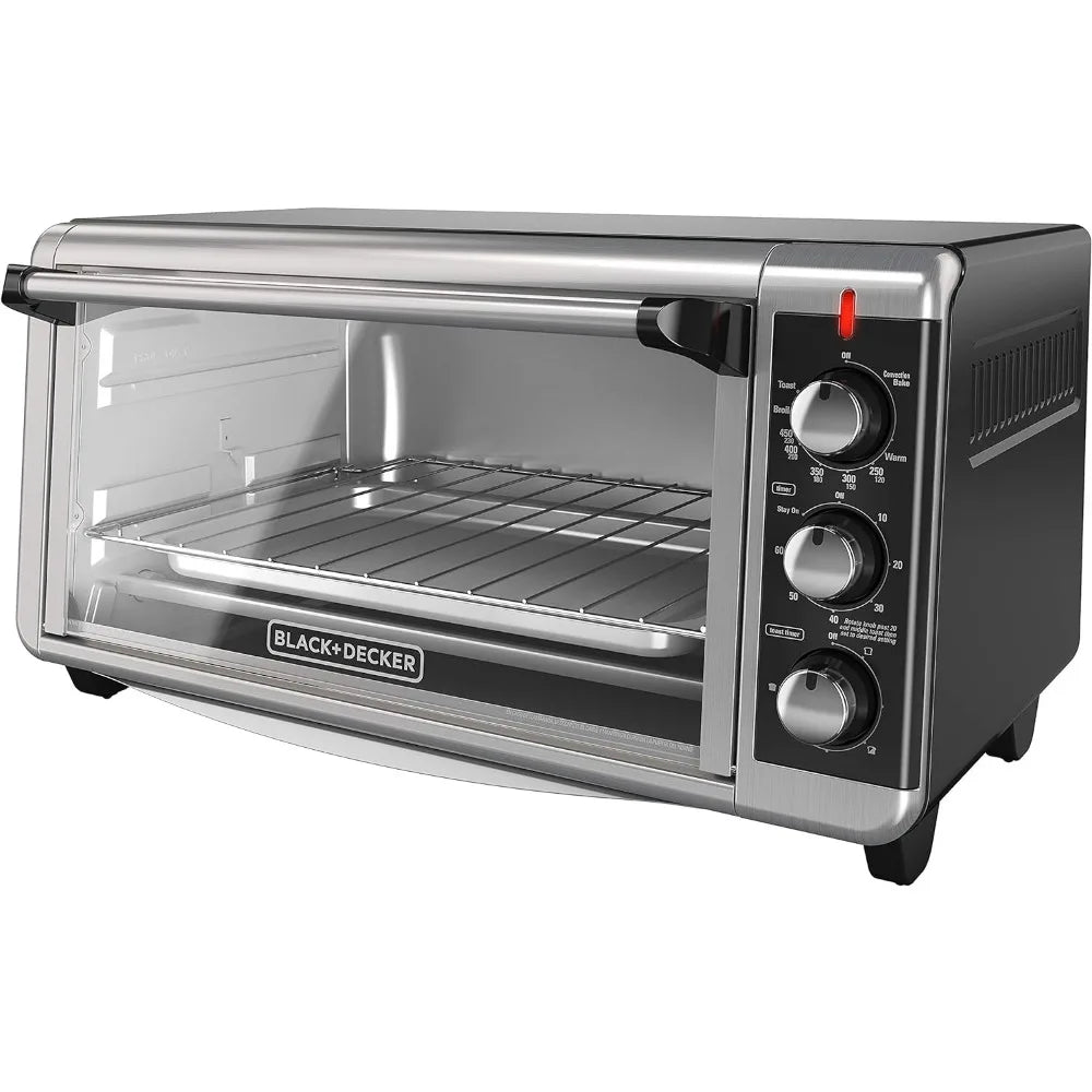 Slice Extra Wide Convection Countertop Toaster Oven, Includes Bake Pan, Broil Rack & Toasting Rack, Stainless Steel/Black