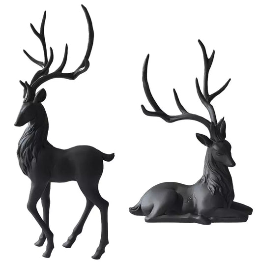 Deer Decoration Black Reindeer Ornaments for Shelf Living Room Craft Furnishings Elk Reindeer Ornaments Sculptures Home Decor