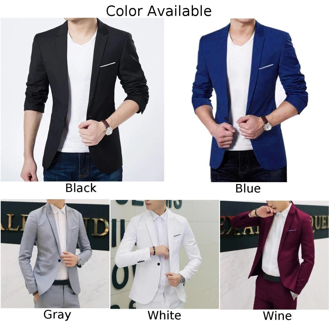 Mens Blazers Coat Autumn Spring Lightweight Fashion Button Decorative Business Casual Gentleman Suit Jacket Slim Fit Clothing