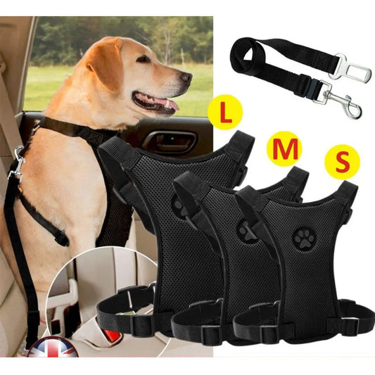 Dog Harness Leash Outdoor Training Dog Snack Bag Breathable Mesh with Adjustable Straps Car Automotive Seat Safety Belt