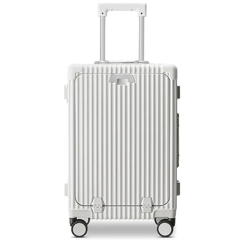 20-Inch Boarding Bag Multi-Functional Front opening Suitcases Aluminum Luggage Frame Password Trolley Case With phone holder