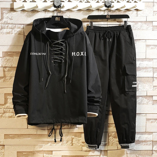 Men's Tracksuit Streetwear Two-piece Set Sweat Suit Polyester Overalls Men's Jacket and Harem Pants 2023 Hip Hop Mens Clothing