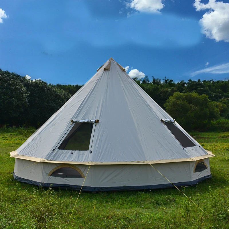 6-10 Persons Glaming Luxury Mongolia Yurt Family Travel Hiking Antistorm Outdoor Camping Castle Tent Silver Coated UV Function