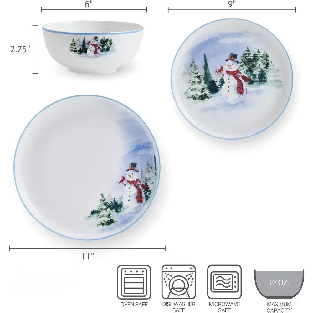 Chip Resistant 12 Piece Dinnerware Set Kitchen Plates Dinner Sets Crockery Family Tableware