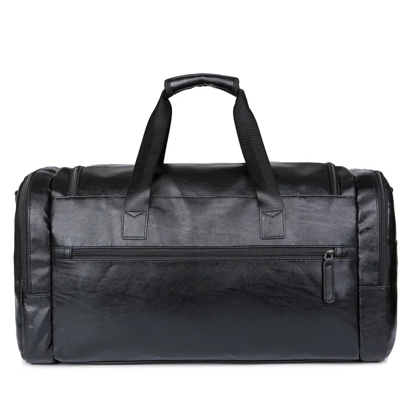 Large Capacity Men Travel Bag Casual Fitness Handbags PU Leather Luggage Pack Outdoor Shoulder Travel Duffels For Male