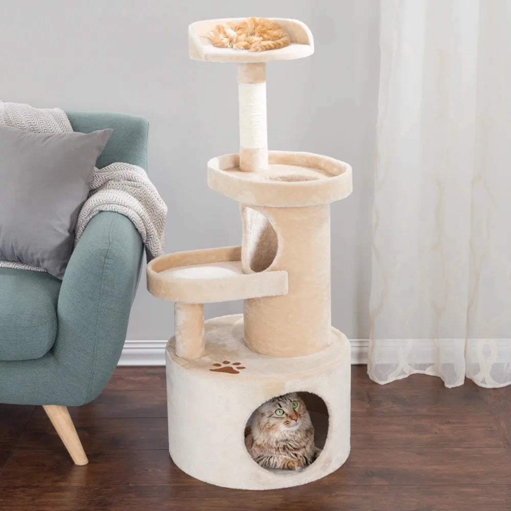 4-Tier Cat Tower - Cat Condo With 3 Napping Perches Trees for Cats Free Shipping Tunnel Pet Supplies Tree Toys Towers Large Home