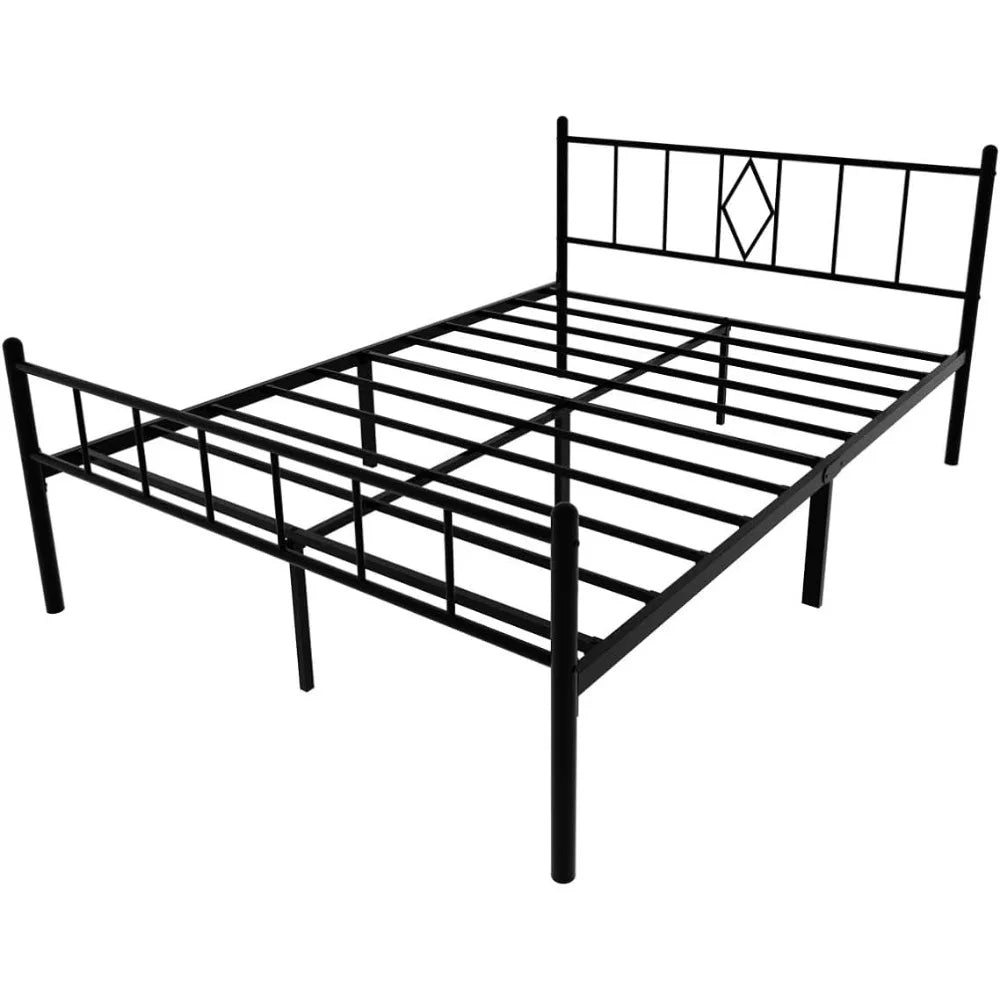 Emiosmt 14in High Bed Frame Full Size with Headboard and Footboard, Heavy Duty Metal Platform Bed Frame,Noise Free, Black Beds