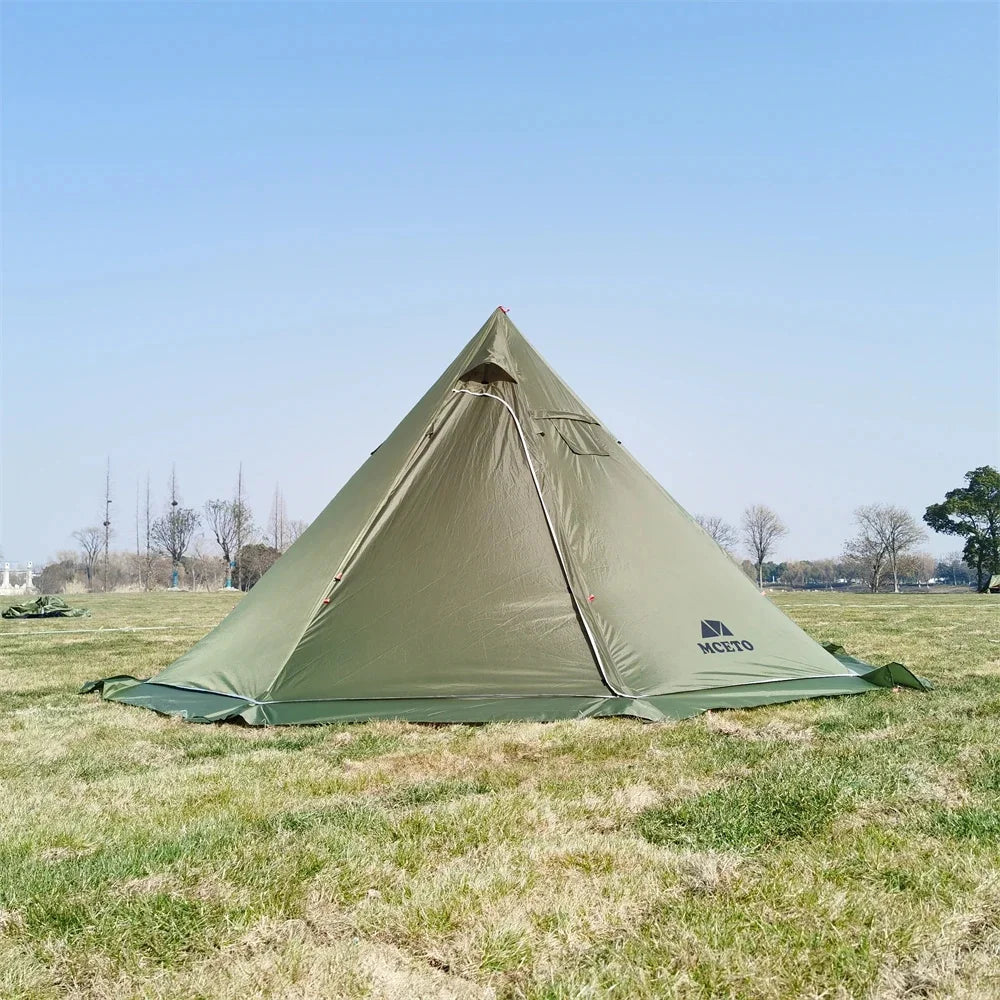 400PRO Camping Pyramid Teepee Tent Hight 2.2M Lightweight Outdoor Backpacking Winter Chimney Tent with Snow Skirt for 3-4 Person