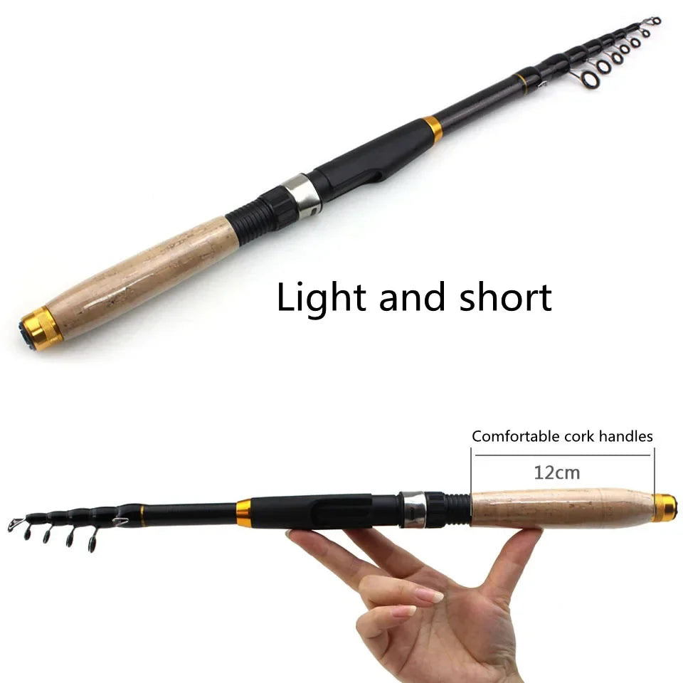 2023NEW 1.8m 2.1m 2.4m 2.7m 3.0m 3.6m Carbon Fiber fishing rod Super short pocket Portable Spinning pole telescopic fishing rod