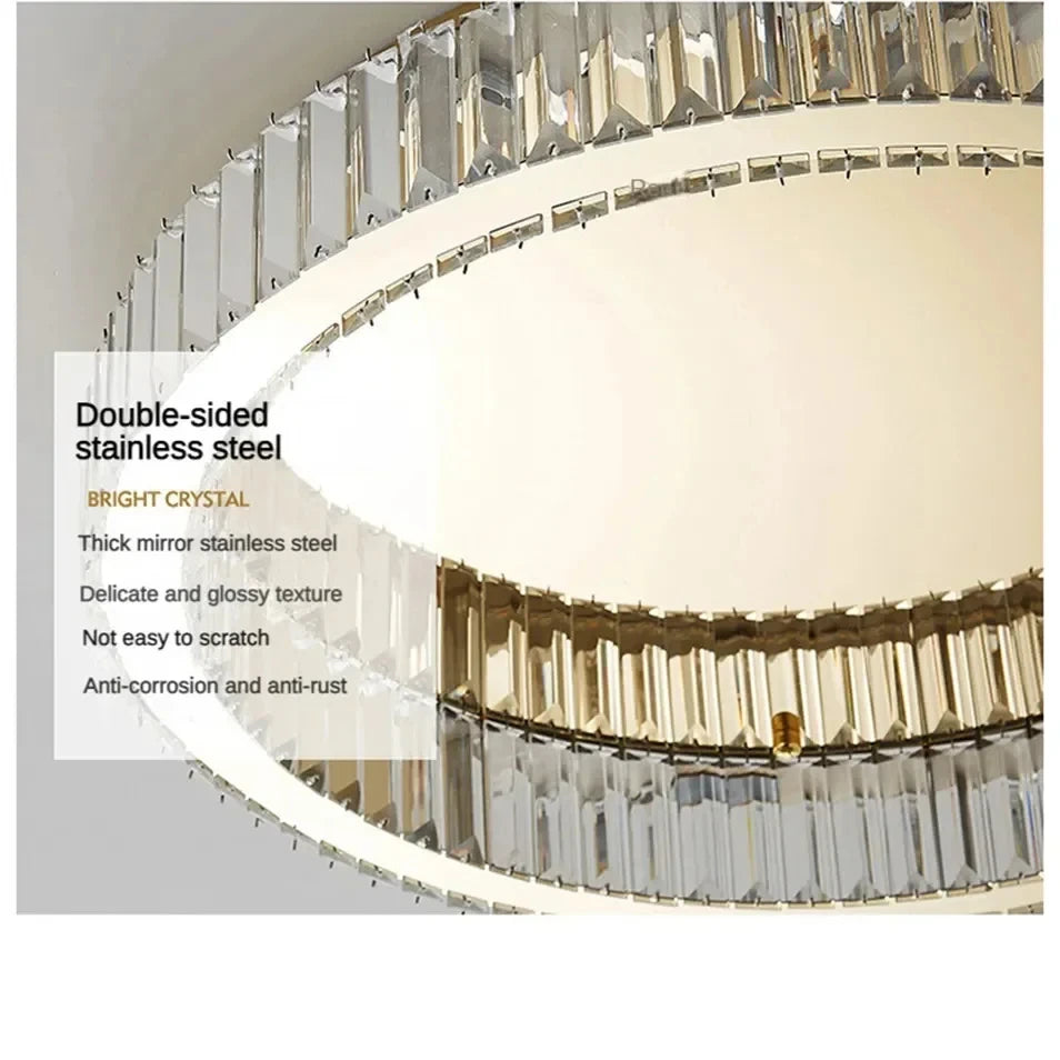 Creative Simple Crystal Circle Lamp Ceiling Chandelier Living Room Bedroom Study Decor Led Indoor Lighting Gold Silver Lustre