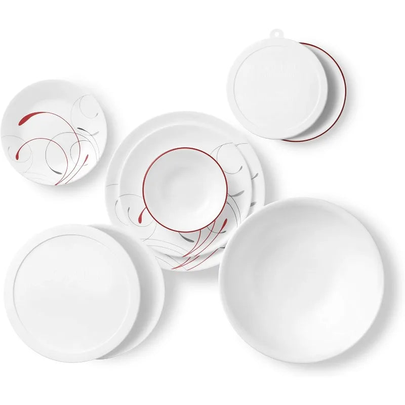 Corelle Vitrelle 78-Piece Service for 12 Dinnerware Set Triple Layer Glass and Chip Resistant Lightweight Round Plates