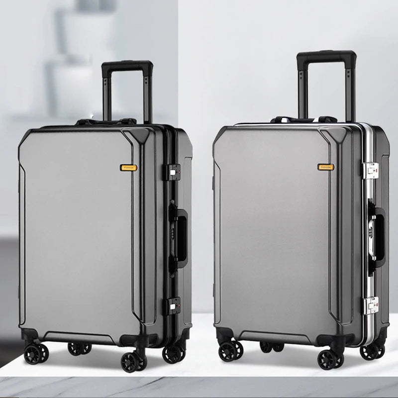 Dropshipping Fashion Aluminum Frame Trolley Universal Wheel Travel Box Trunk Solid Bags Password Luggage Boarding Check Suitcase