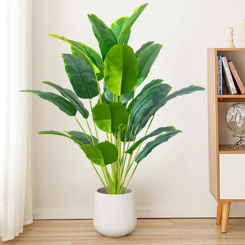 88cm 24Leaves Large Tropical Palm Tree Fake Banana Plants Leaves Real Touch Strelizia Plastic Monstera Plant for Home Garden