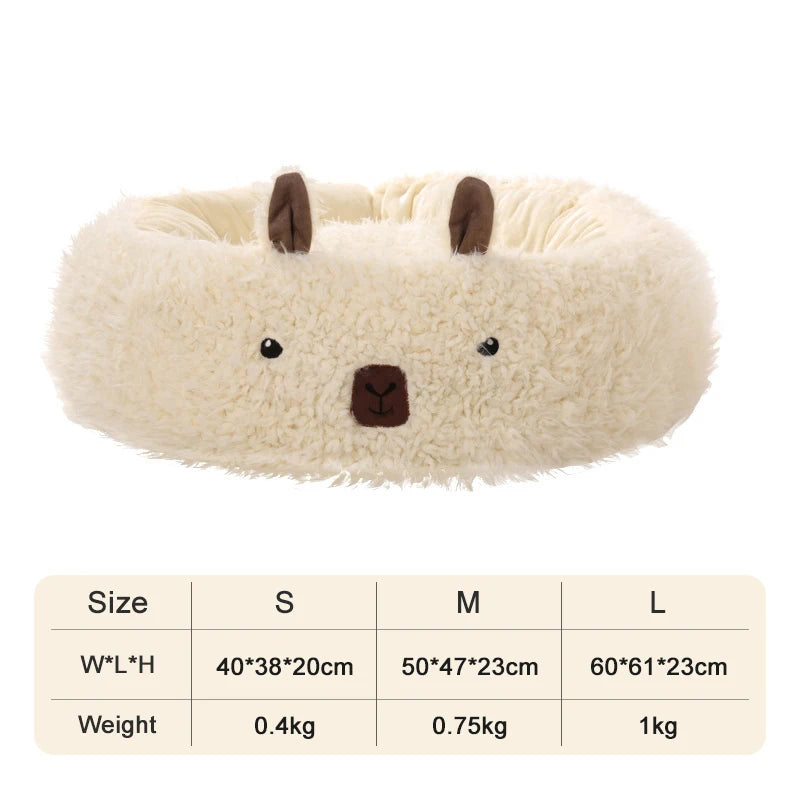 Winter Warm Pet Cat Dog Nest Plush Thicken Round Alpaca Mat Deep Sleep Comfort Soft Breathable Cat House Pet Sofa Supplies