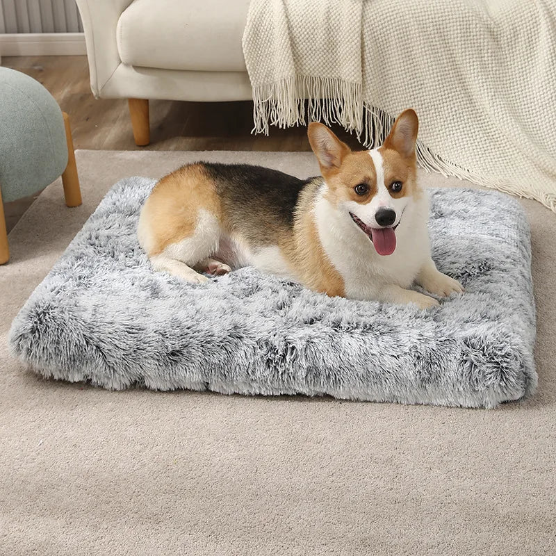 3D Wave Cotton Foam Mat Pet Dog Bed with Zipper Long Plush Sleeping Mat Washable Cover Wave Foam Mat Pet Bed for Cats Dog Sofa