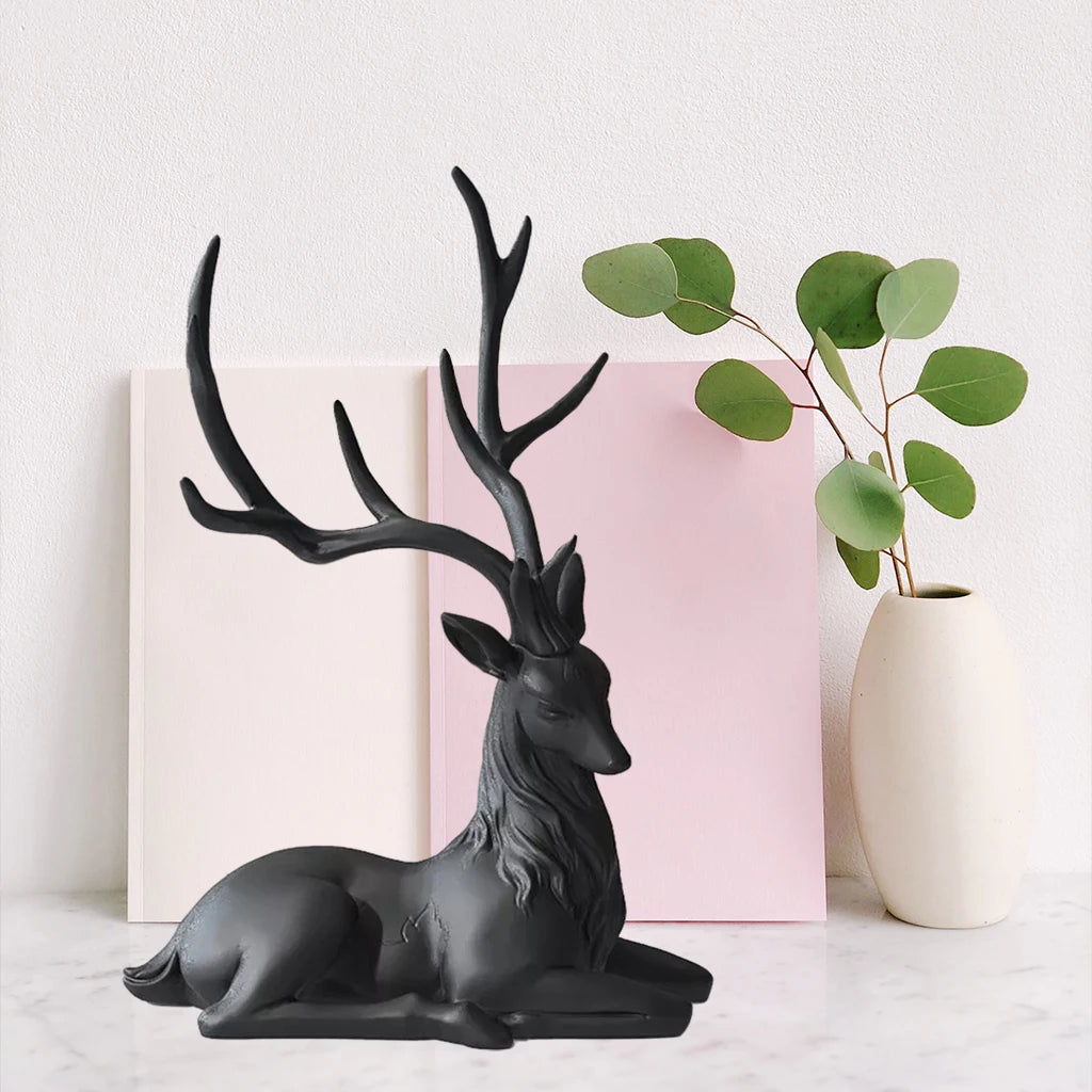 Deer Decoration Black Reindeer Ornaments for Shelf Living Room Craft Furnishings Elk Reindeer Ornaments Sculptures Home Decor