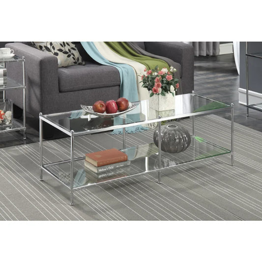 Convenience Concepts Royal Crest Coffee Table, Chrome/Glass coffee table  furniture