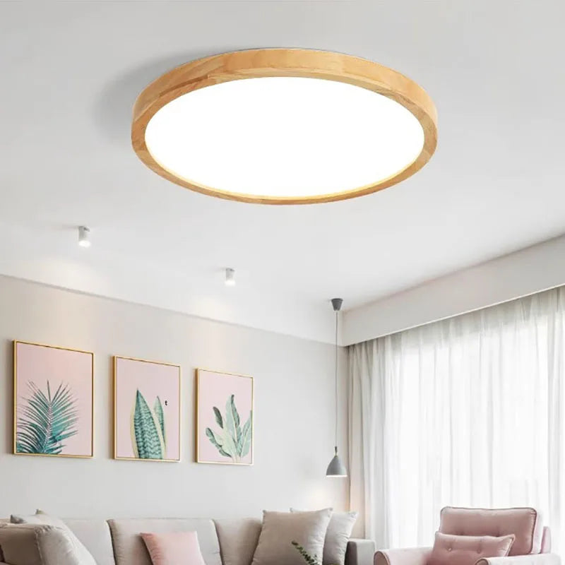 Nordic Ultra-thin LED Wooden Ceiling Lights for Living Room Bedroom Ceiling lamp Wood Fixture Lamp Modern Acrylic Lampshade