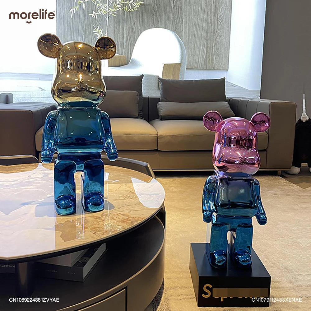 Creative Gradient Electroplated Violent Bear Brick Sculpture Modern Living Room TV Cabinet Bearbrick Statue Decoration Pendant