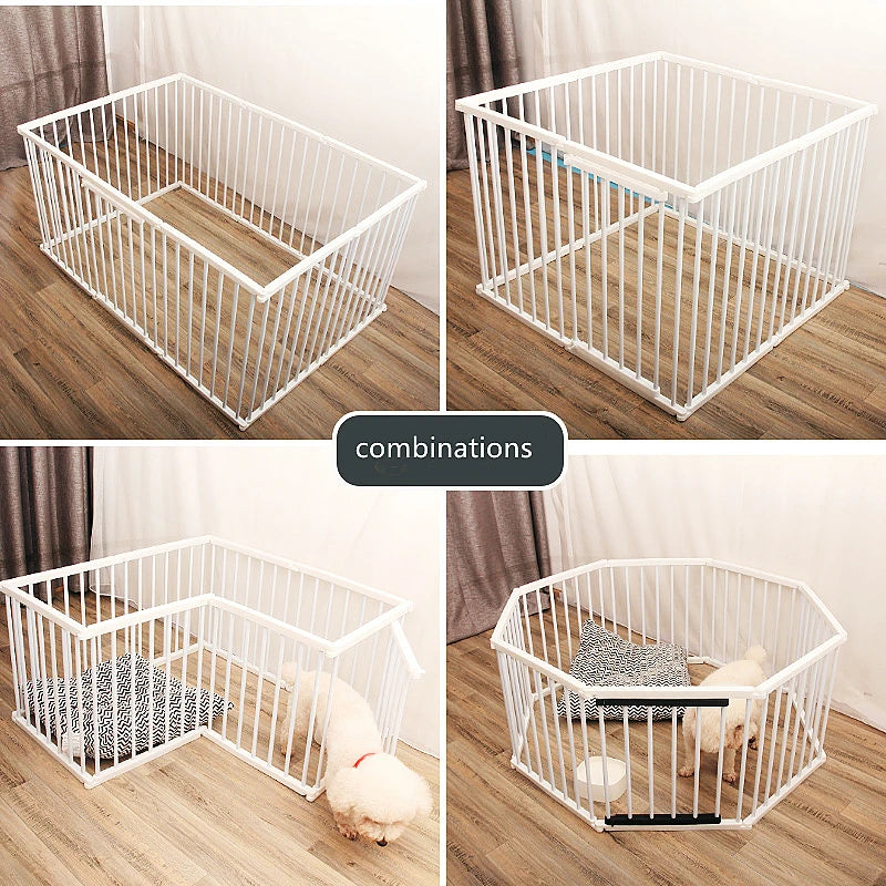 Dog Fence Pet Fence Octagonal Fence Dog Cage Indoor Small Dog Kennel Fold DIY Dog Gate  Dog Cages Kennels  Free Combination