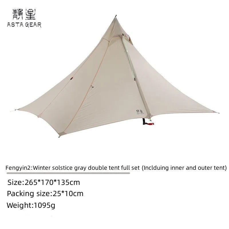 ASTAGEAR Fengyin 2P Tent Pyramid Lightweight Outdoor Waterproof Snow Camping Hiking 20D Tear-resistant Nylon  Double Person Tent