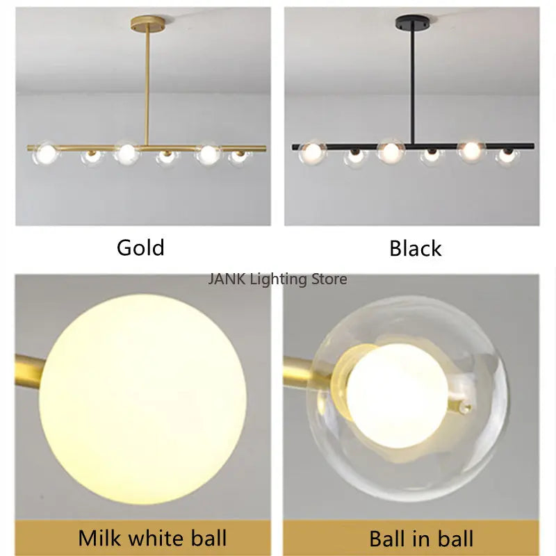 Nordic Modern White Glass Ball Chandelier for Dining Table Living Room Bedroom 3/5/6/8 Heads Pendant Lamp Indoor LED Lighting